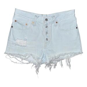 Levi's 501 High Rise Exposed Button Fly Light Blue Wash Denim Shorts Size 27